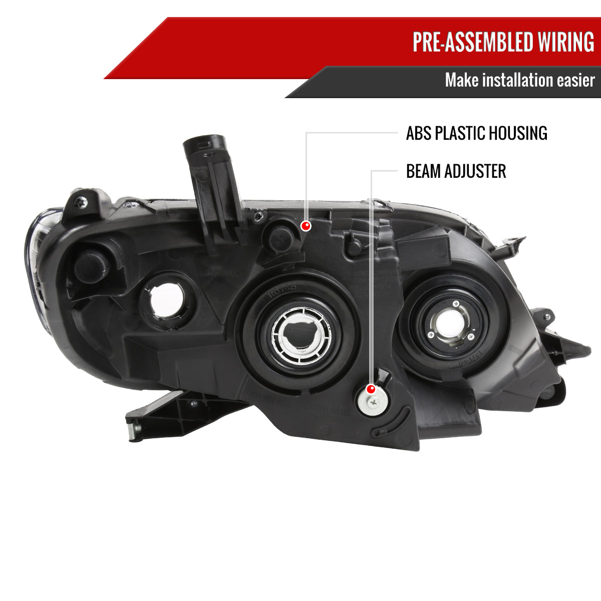 2011-2020 Toyota Sienna Driver/Left Side Projector Headlights (Chrome Housing/Clear Lens)
