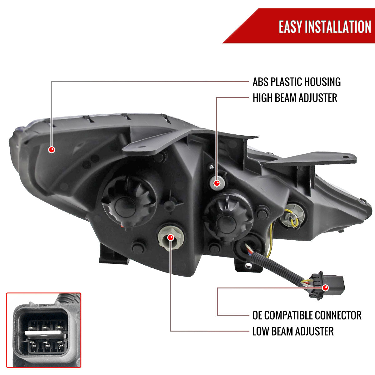 2011-2014 Hyundai Sonata Projector Headlights w/ SMD LED Light Strip (Matte Black Housing/Clear Lens)