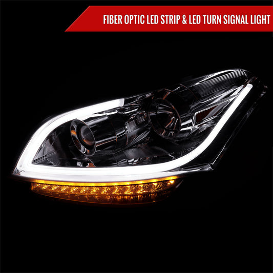 2010-2011 Kia Soul Projector Headlights w/ LED Light Bar & LED Turn Signal Lights (Chrome Housing/Clear Lens)