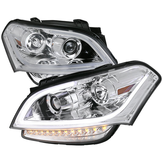 2010-2011 Kia Soul Projector Headlights w/ LED Light Bar & LED Turn Signal Lights (Chrome Housing/Clear Lens)