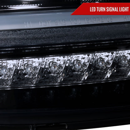 2010-2011 Kia Soul Projector Headlights w/ LED Light Bar & LED Turn Signal Lights (Glossy Black Housing/Smoked Lens)
