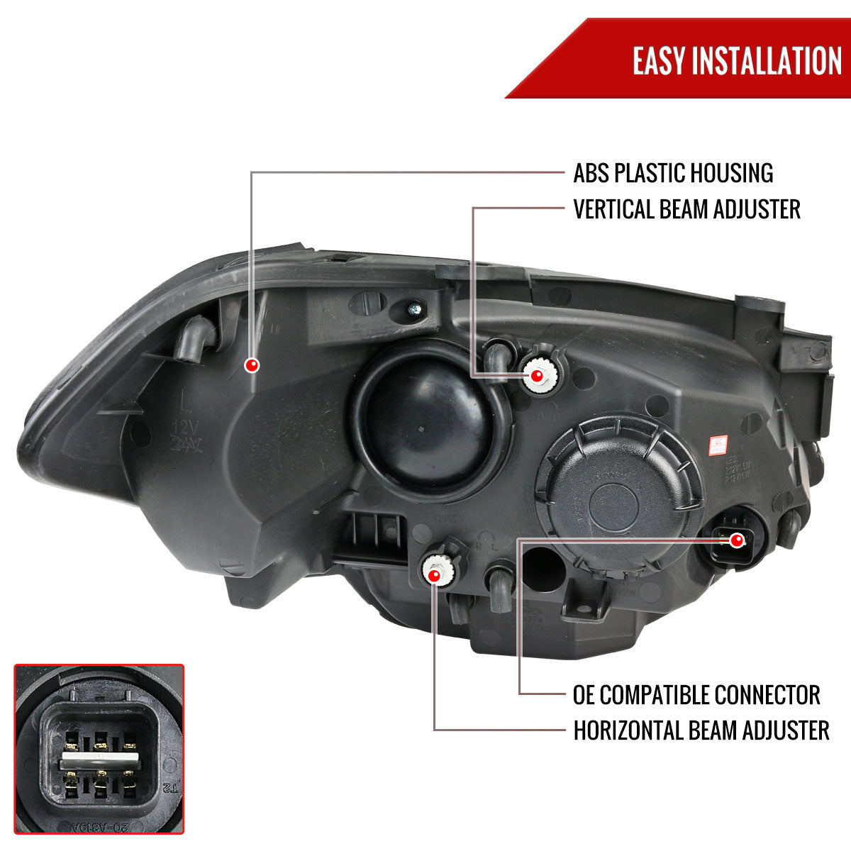 2010-2011 Kia Soul Projector Headlights w/ LED Light Bar & LED Turn Signal Lights (Glossy Black Housing/Smoked Lens)