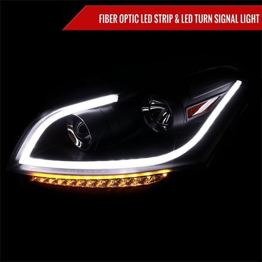 2010-2011 Kia Soul Projector Headlights w/ LED Light Bar & LED Turn Signal Lights (Matte Black Housing/Clear Lens)