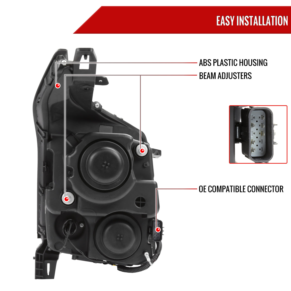 2010-2016 Cadillac SRX Projector Headlights (Matte Black Housing/Clear Lens)