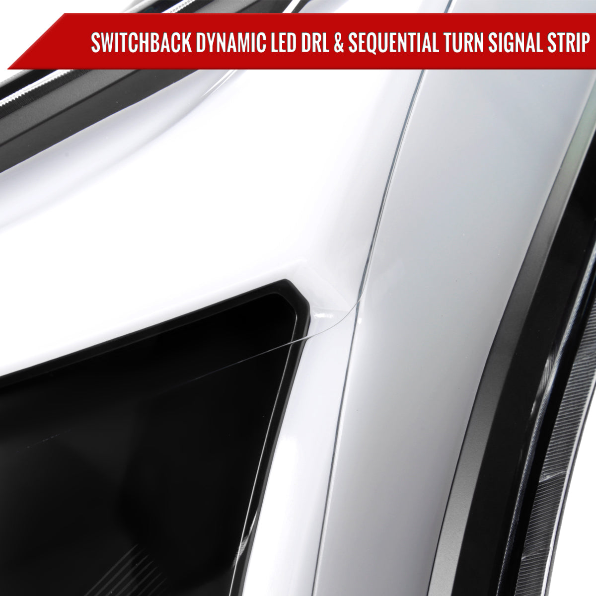 2010-2016 Cadillac SRX Projector Headlights w/ Switchback Sequential Turn Signal LED Bar (Matte Black Housing/Clear Lens)