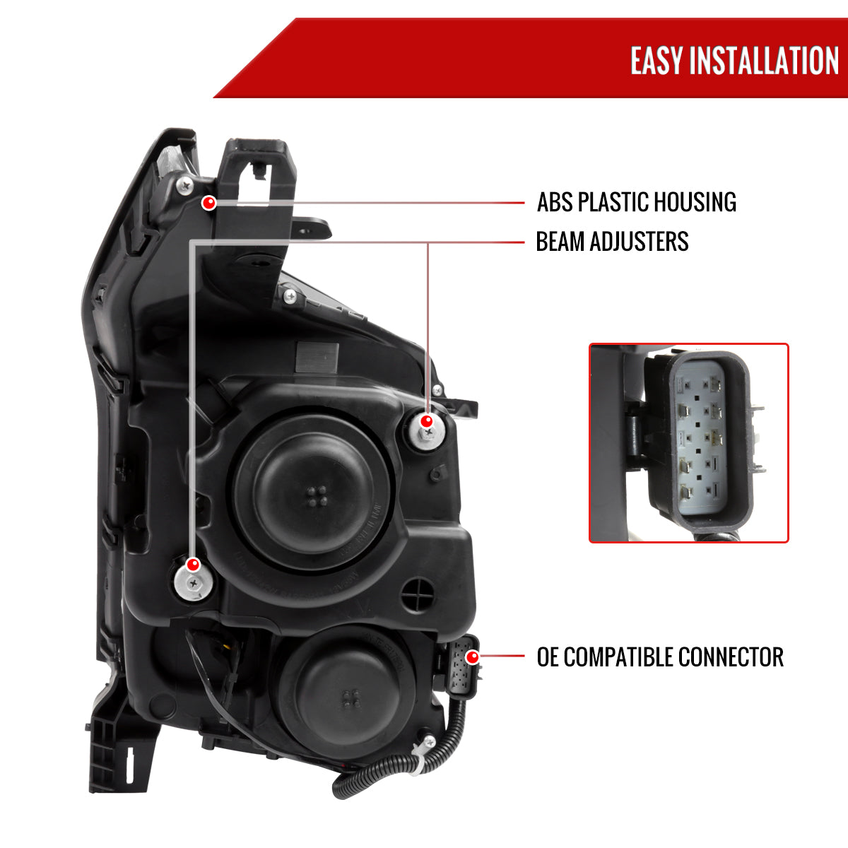 2010-2016 Cadillac SRX Projector Headlights w/ Switchback Sequential Turn Signal LED Bar (Matte Black Housing/Clear Lens)