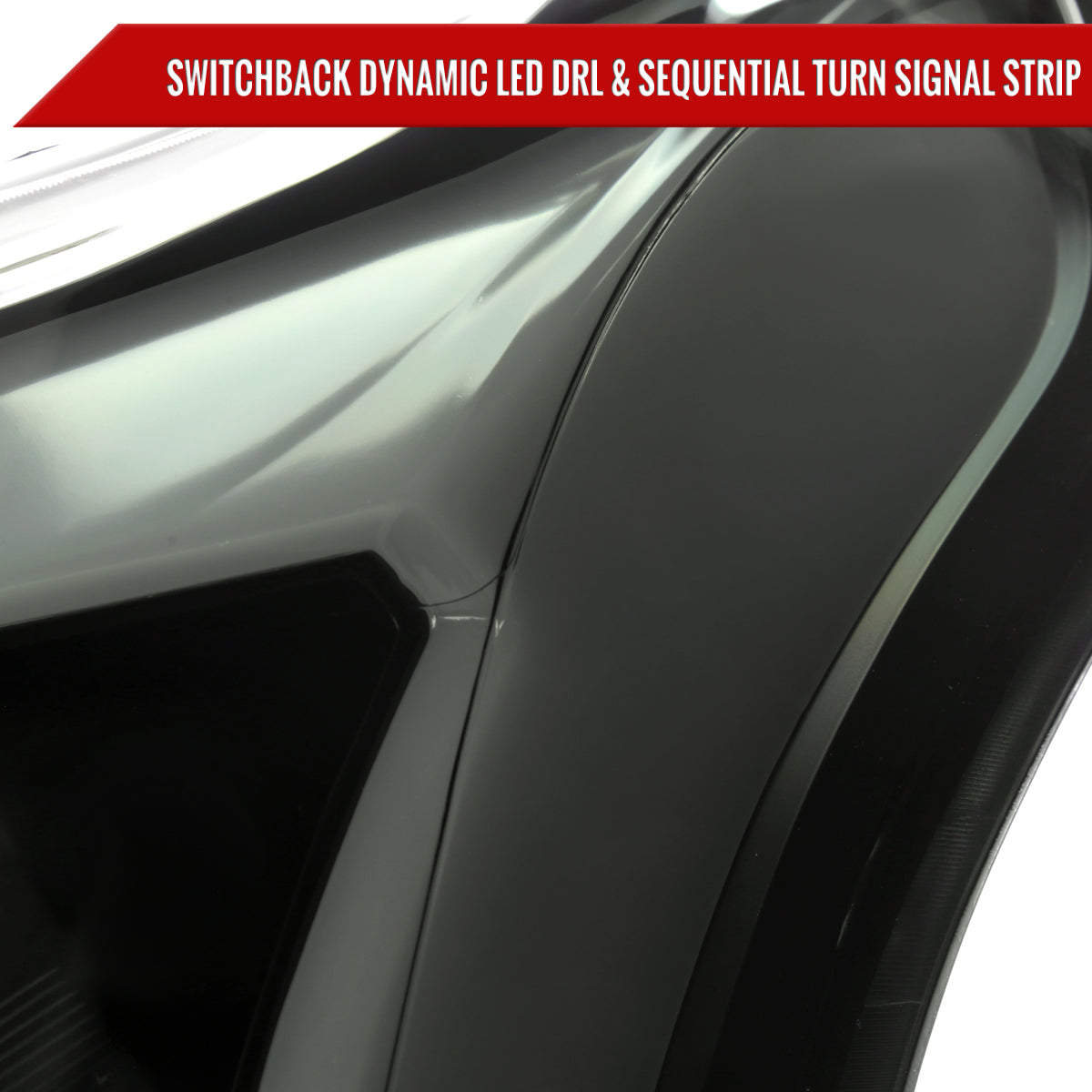 2010-2016 Cadillac SRX Projector Headlights w/ Switchback Sequential Turn Signal LED Bar (Matte Black Housing/Smoked Lens)