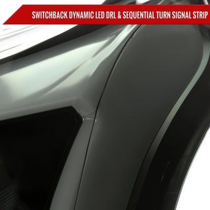 2010-2016 Cadillac SRX Projector Headlights w/ Switchback Sequential Turn Signal LED Bar (Matte Black Housing/Smoked Lens)