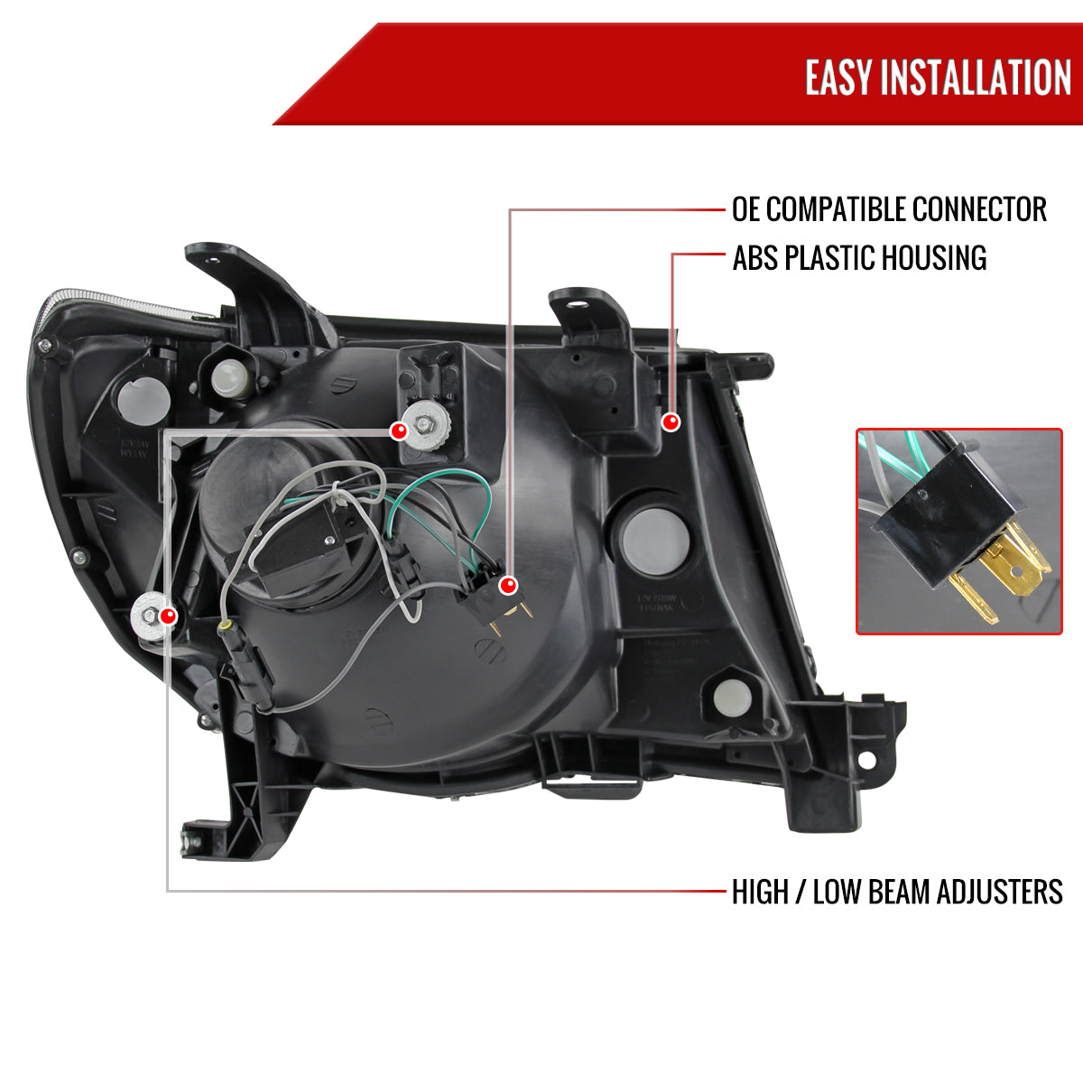 2005-2011 Toyota Tacoma Retro Style Projector Headlights (Chrome Housing/Clear Lens)