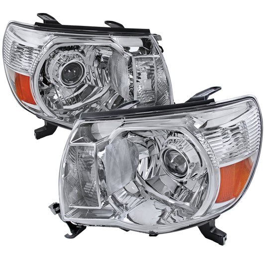 2005-2011 Toyota Tacoma Retro Style Projector Headlights (Chrome Housing/Clear Lens)