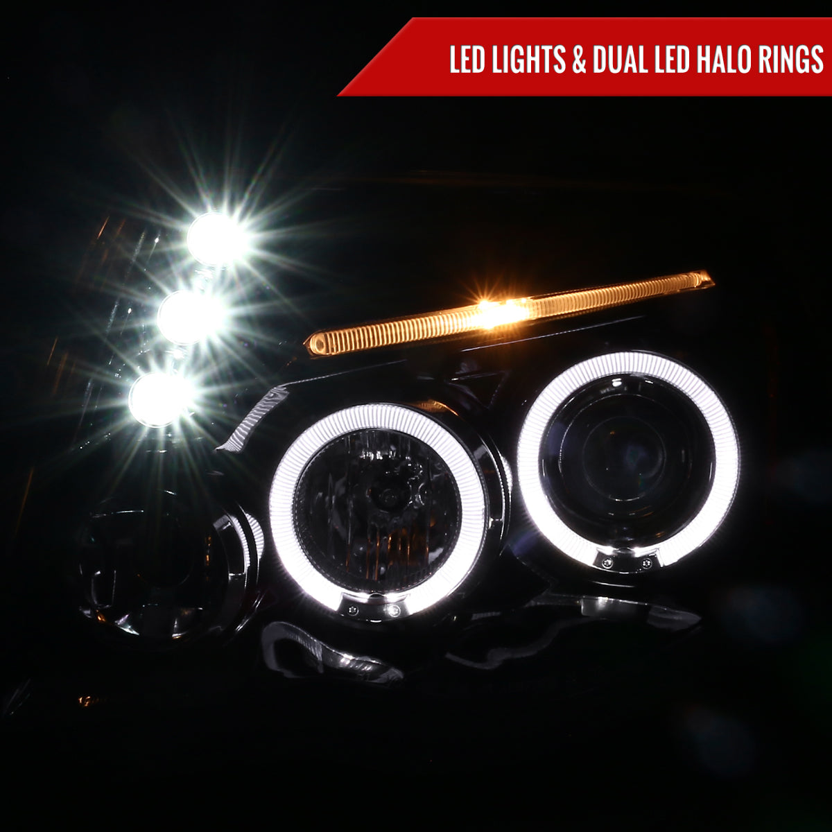 2005-2011 Toyota Tacoma Dual Halo Projector Headlights (Jet Black Housing/Clear Lens)