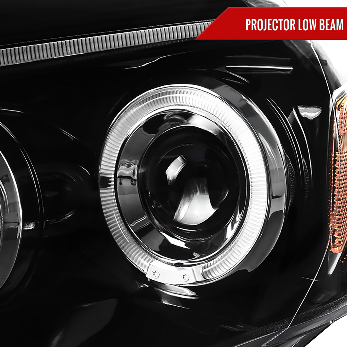 2005-2011 Toyota Tacoma Dual Halo Projector Headlights (Jet Black Housing/Clear Lens)