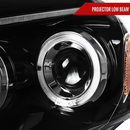 2005-2011 Toyota Tacoma Dual Halo Projector Headlights (Jet Black Housing/Clear Lens)