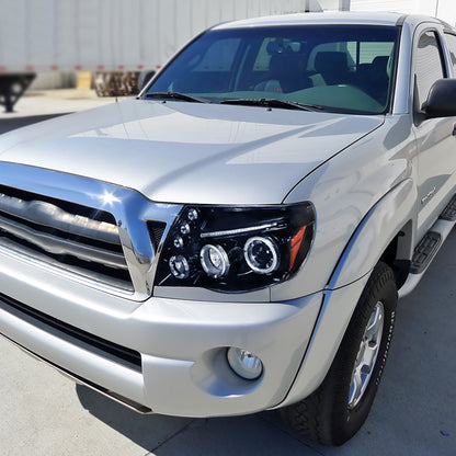 2005-2011 Toyota Tacoma Dual Halo Projector Headlights (Jet Black Housing/Clear Lens)
