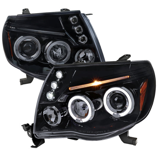 2005-2011 Toyota Tacoma Dual Halo Projector Headlights (Glossy Black Housing/Smoked Lens)