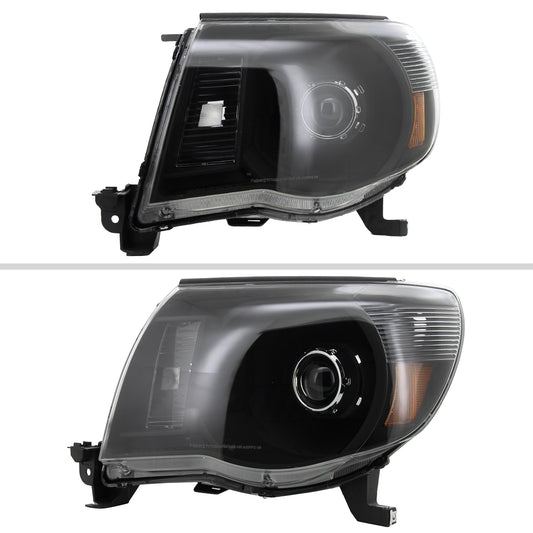 2005-2011 Toyota Tacoma Retro Style Projector Headlights (Matte Black Housing/Clear Lens)