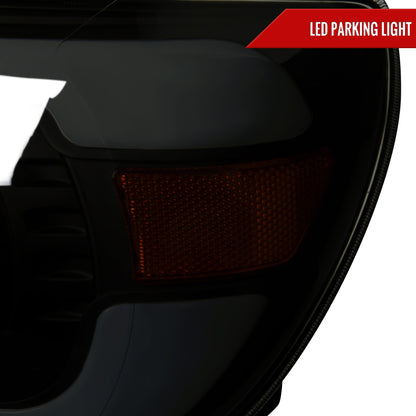 2005-2011 Toyota Tacoma LED Bar Projector Headlights (Chrome Housing/Smoked Lens)