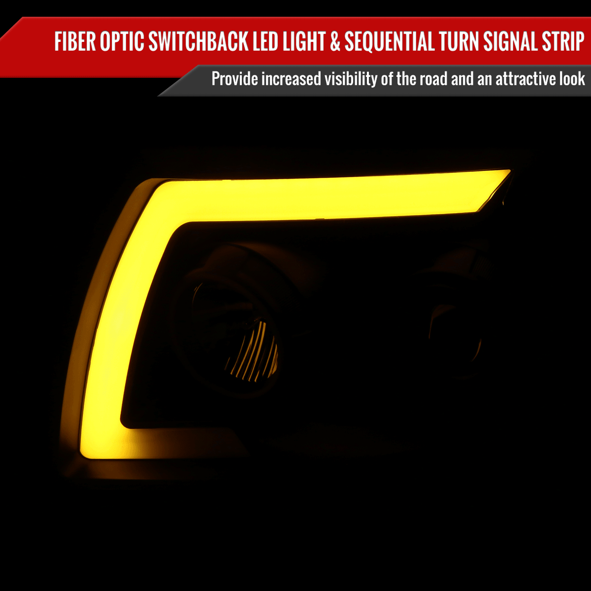 2005-2011 Toyota Tacoma LED Bar Projector Headlights w/ Sequential Turn Signal Lights (Chrome Housing/Clear Lens)