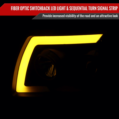 2005-2011 Toyota Tacoma LED Bar Projector Headlights w/ Sequential Turn Signal Lights (Chrome Housing/Clear Lens)