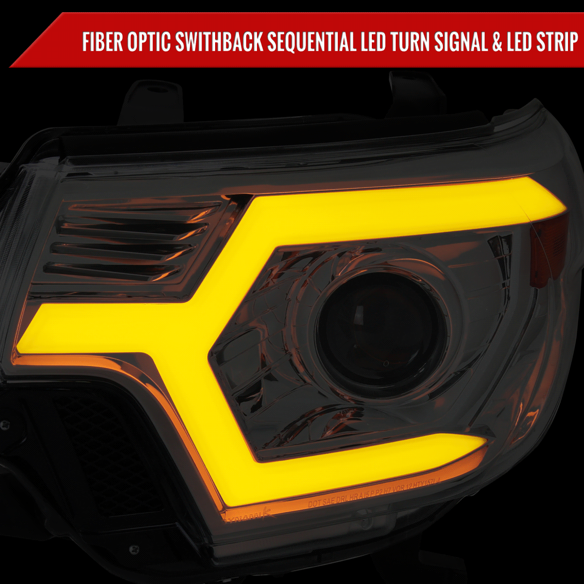 2012-2015 Toyota Tacoma Switchback Sequential LED Bar Projector Headlights (Chrome Housing/Clear Lens)