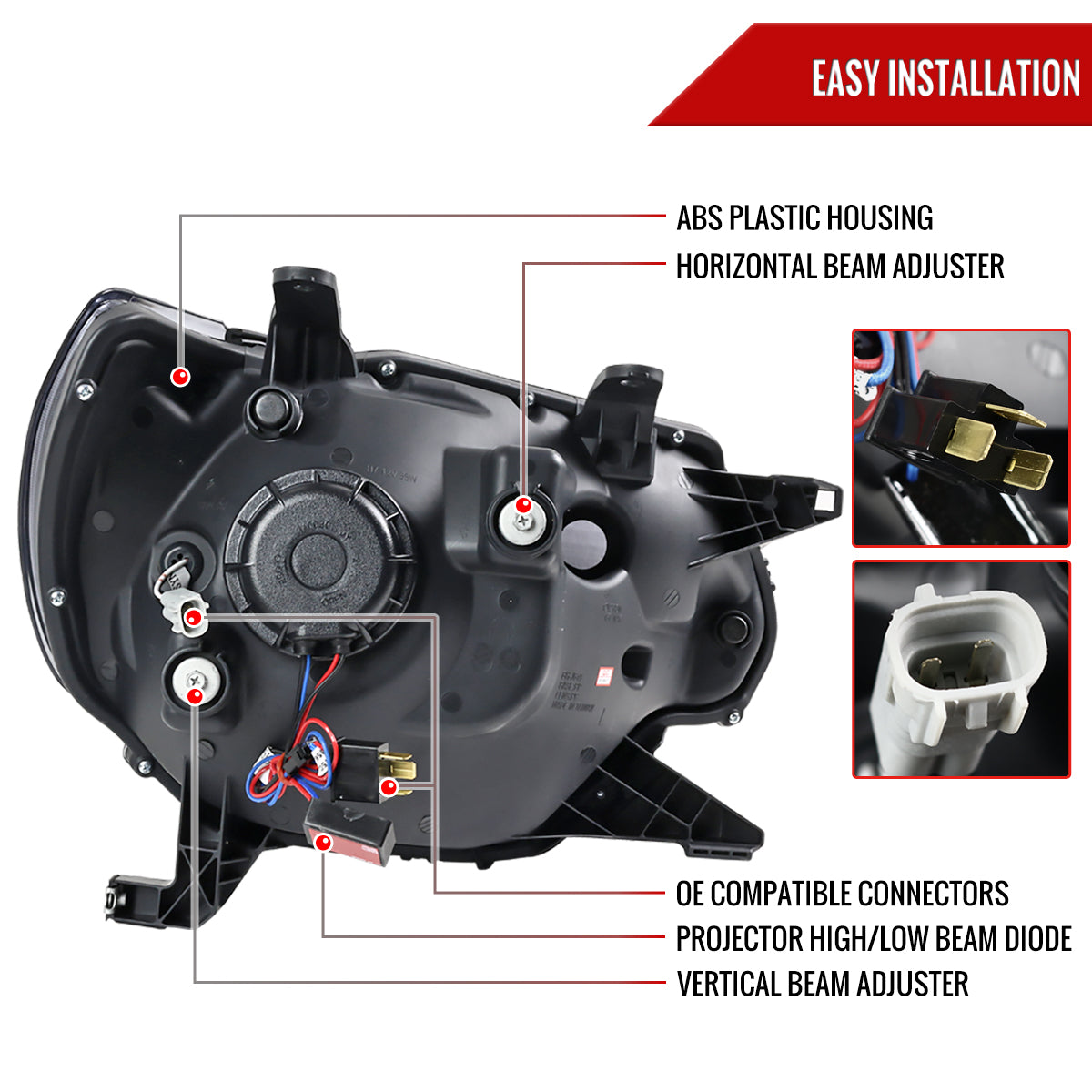 2012-2015 Toyota Tacoma LED C-Bar Projector Headlights (Jet Black Housing/Clear Lens)