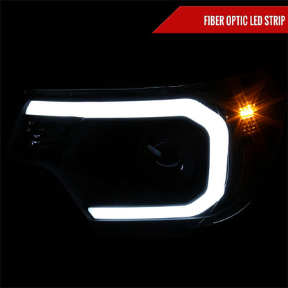 2012-2015 Toyota Tacoma LED C-Bar Projector Headlights w/ LED Parking Light (Matte Black Housing/Clear Lens)