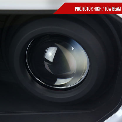 2012-2015 Toyota Tacoma LED C-Bar Projector Headlights w/ LED Parking Light (Matte Black Housing/Clear Lens)