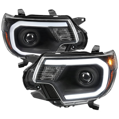 2012-2015 Toyota Tacoma LED C-Bar Projector Headlights w/ LED Parking Light (Matte Black Housing/Clear Lens)