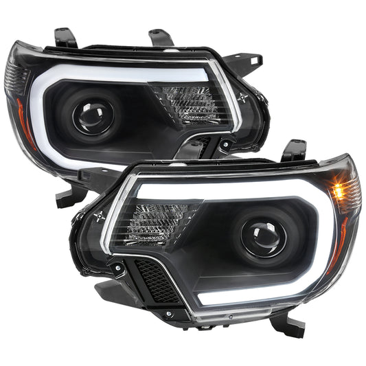 2012-2015 Toyota Tacoma LED C-Bar Projector Headlights w/ LED Parking Light (Matte Black Housing/Clear Lens)