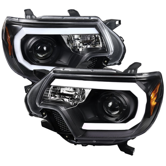 2012-2015 Toyota Tacoma LED C-Bar Projector Headlights (Matte Black Housing/Clear Lens)