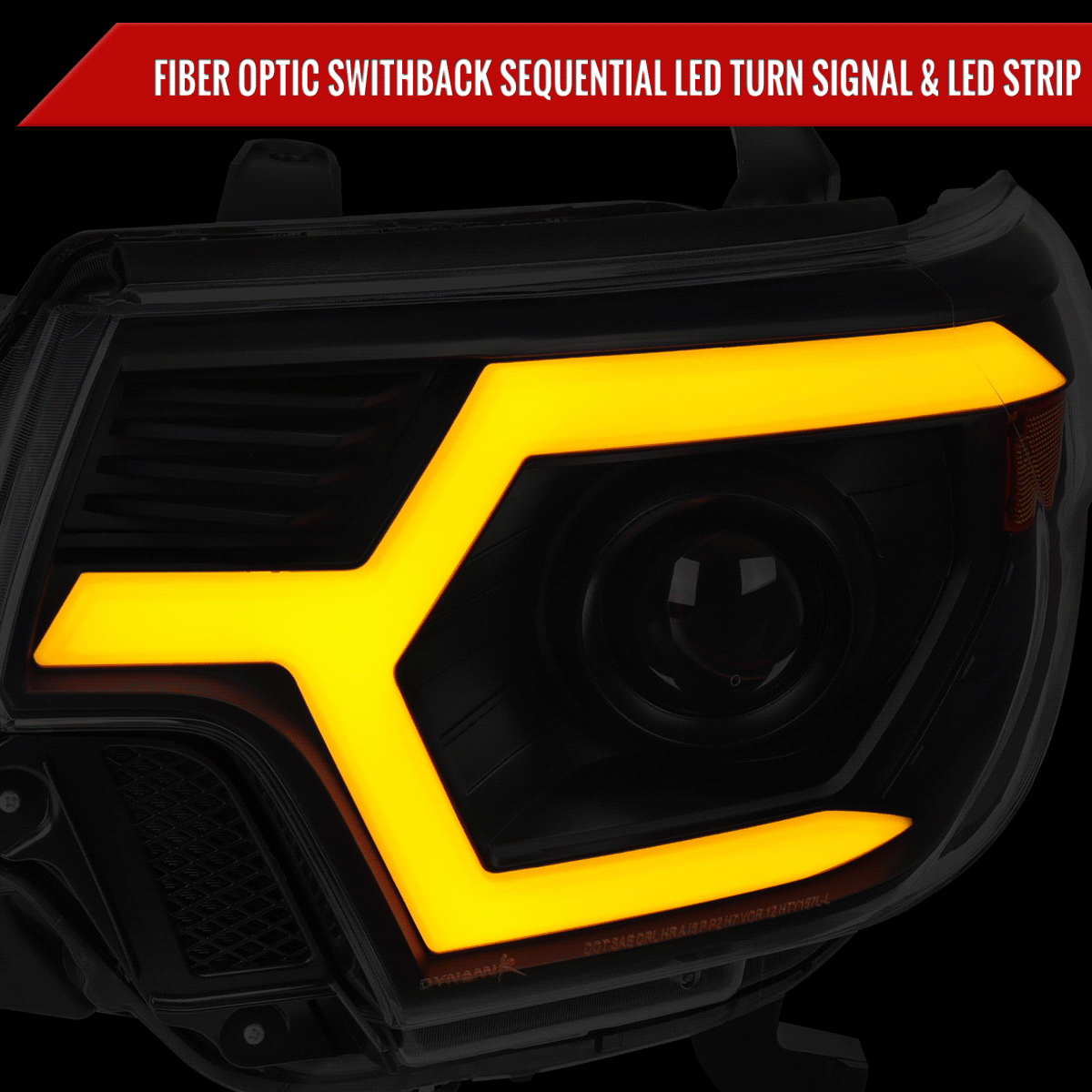 2012-2015 Toyota Tacoma Switchback Sequential LED Bar Projector Headlights (Matte Black Housing/Smoked Lens)