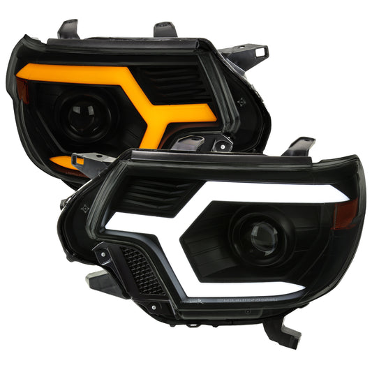 2012-2015 Toyota Tacoma Switchback Sequential LED Bar Projector Headlights (Matte Black Housing/Smoked Lens)