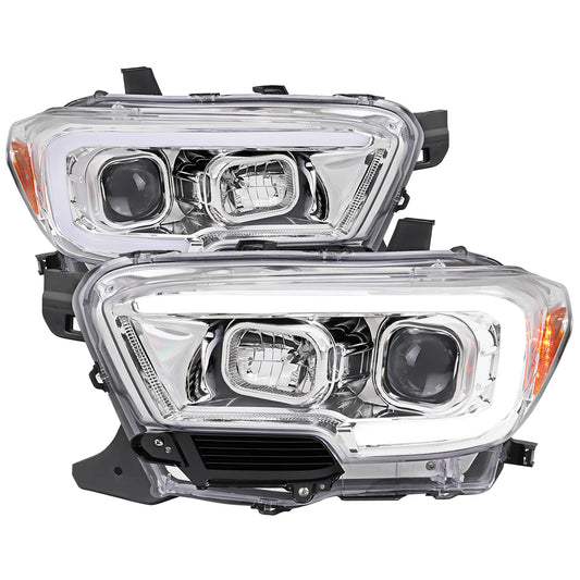 2016-2023 Toyota Tacoma Switchback LED C-Bar Projector Headlights (Chrome Housing/Clear Lens)