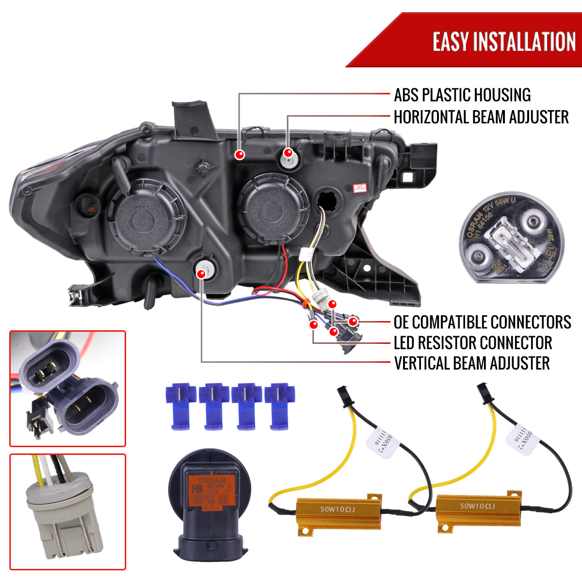 2016-2023 Toyota Tacoma Switchback LED C-Bar Projector Headlights (Glossy Black Housing/Smoked Lens)