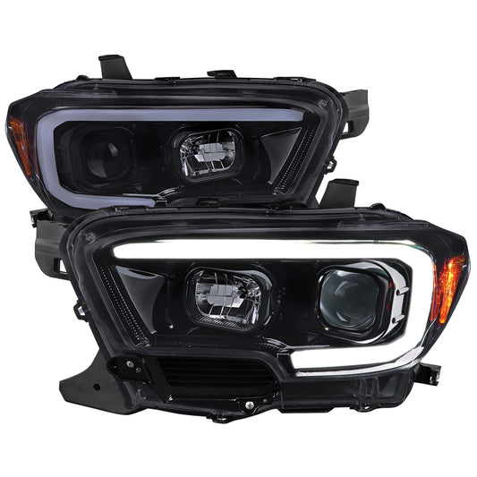 2016-2023 Toyota Tacoma Switchback LED C-Bar Projector Headlights (Glossy Black Housing/Smoked Lens)