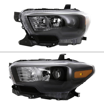 2016-2023 Toyota Tacoma Projector Headlights w/ Amber Reflectors (Matte Black Housing/Clear Lens)