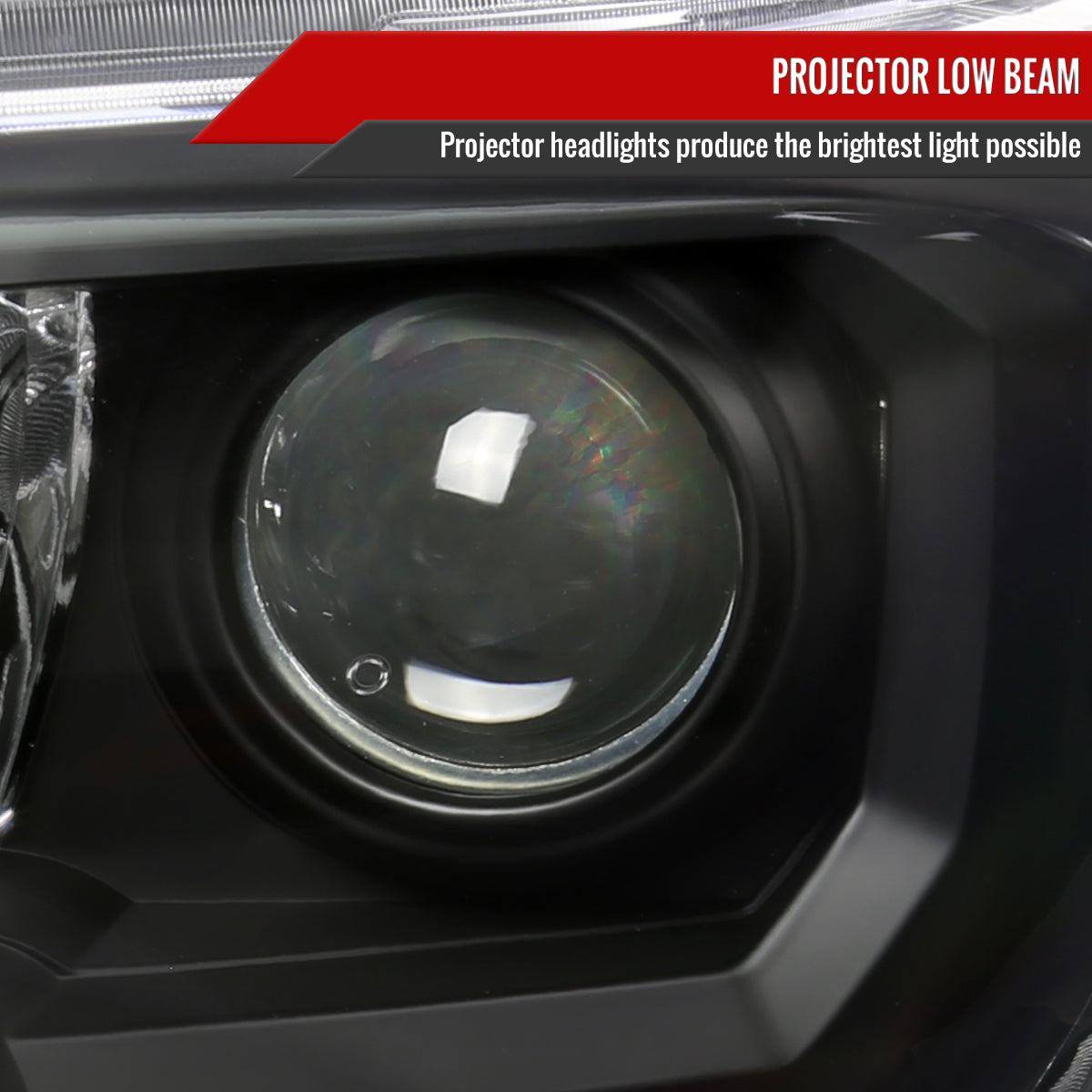 2016-2023 Toyota Tacoma Projector Headlights w/ Amber Reflectors (Matte Black Housing/Clear Lens)