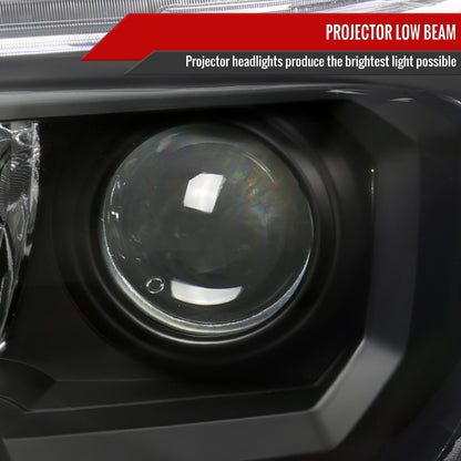 2016-2023 Toyota Tacoma Projector Headlights w/ Amber Reflectors (Matte Black Housing/Clear Lens)