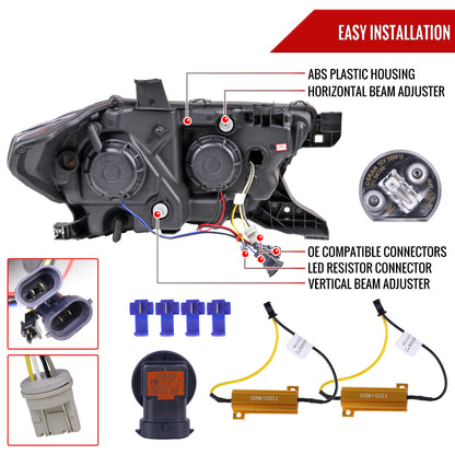 2016-2023 Toyota Tacoma Switchback LED C-Bar Projector Headlights (Matte Black Housing/Clear Lens)