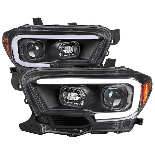 2016-2023 Toyota Tacoma Switchback LED C-Bar Projector Headlights (Matte Black Housing/Clear Lens)