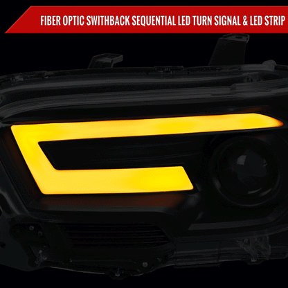 2016-2023 Toyota Tacoma Switchback Sequential LED Bar Projector Headlights (Black Housing/Smoked Lens)