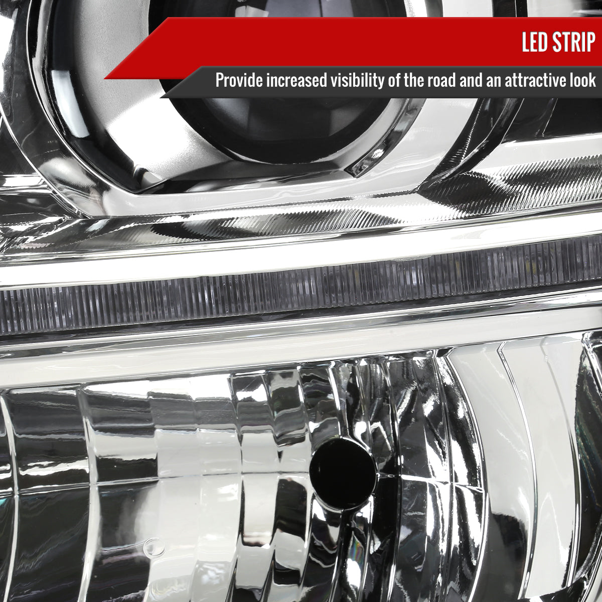 2015-2020 Chevrolet Tahoe Suburban/ 2016-2019 Suburban 3500HD Projector Headlights w/ LED Light Strip (Chrome Housing/Clear Lens)