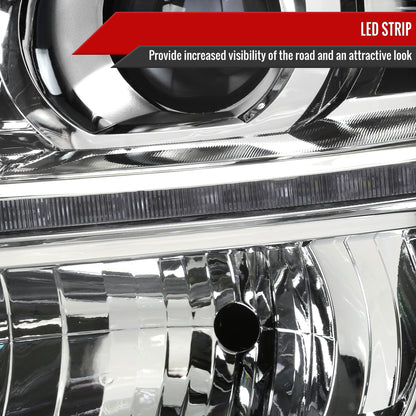 2015-2020 Chevrolet Tahoe Suburban/ 2016-2019 Suburban 3500HD Projector Headlights w/ LED Light Strip (Chrome Housing/Clear Lens)