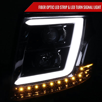 2015-2020 Chevrolet Tahoe Suburban/ 2016-2019 Suburban 3500HD LED C-Bar Projector Headlights w/ LED Turn Signal Lights (Jet Black Housing/Clear Lens)