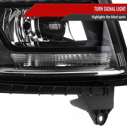 2015-2020 Chevrolet Tahoe Suburban/ 2016-2019 Suburban 3500HD LED Light Strip Projector Headlight - Passenger Side Only (Matte Black Housing Clear Lens)