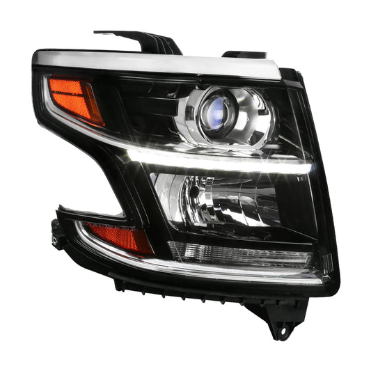 2015-2020 Chevrolet Tahoe Suburban/ 2016-2019 Suburban 3500HD LED Light Strip Projector Headlight - Passenger Side Only (Matte Black Housing Clear Lens)