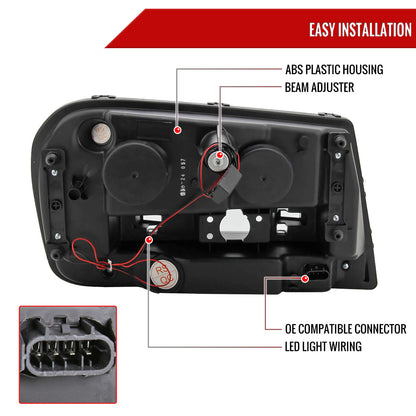 2002-2009 Chevrolet Trailblazer Projector Headlights w/ LED Light Strip (Chrome Housing/Clear Lens)