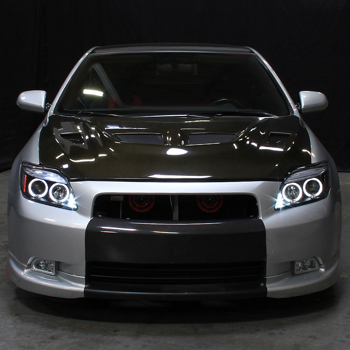 2005-2010 Scion tC Dual Halo Projector Headlights (Matte Black Housing/Clear Lens)