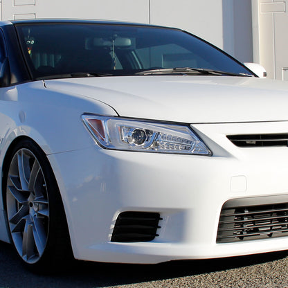 2011-2013 Scion tC LED Bar Projector Headlights w/ LED Turn Signal Lights (Chrome Housing/Clear Lens)