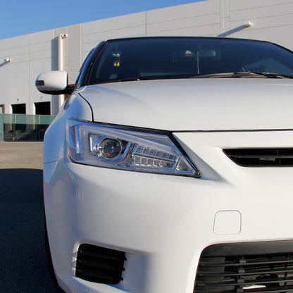 2011-2013 Scion tC LED Bar Projector Headlights w/ LED Turn Signal Lights (Chrome Housing/Clear Lens)